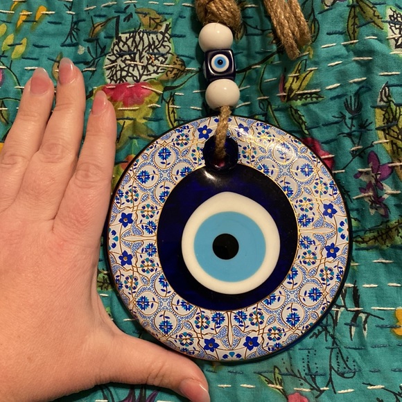 Large Painted Glass Turkish Evil Eye- Wall Decor- Protection-Eye - Picture 4 of 4